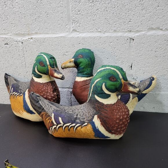 Vintage Ducks Fabric Pillows Figures Decorations Lot of 3 Handmade - Picture 2 of 16